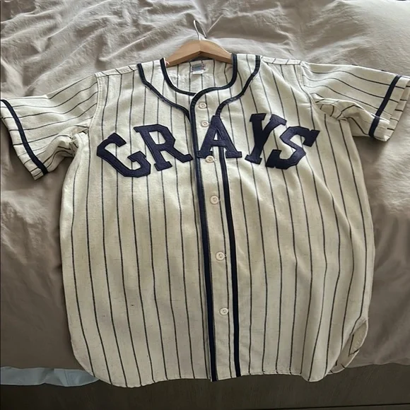Mitchell & Ness Homestead Grays #20 Pinstripe Baseball Jersey - Picture 1 of 5
